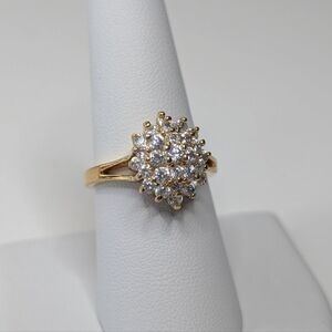 Vintage Cluster Gold Tone Cocktail Ring 7.75